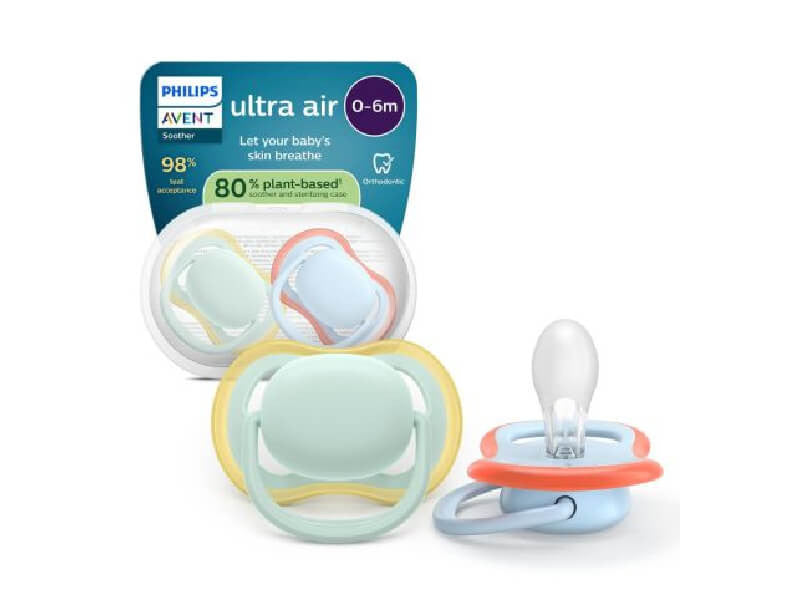 Philips Avent Ultra Air Suzete din silicon 0-6m 2 buc verde albastru