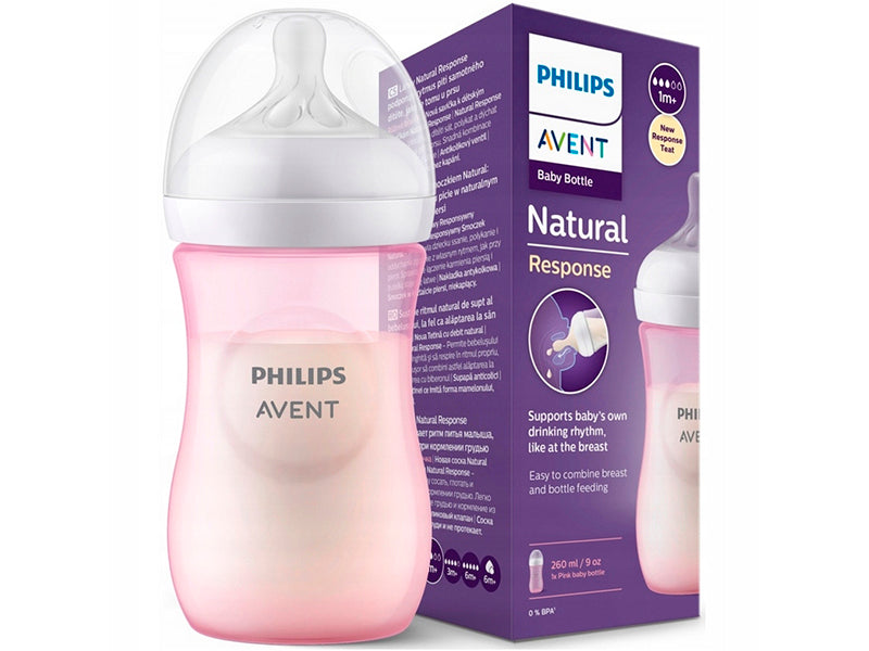 Philips Avent Natural Response Biberon din plastic Pink +1 luni cu de 260 ml
