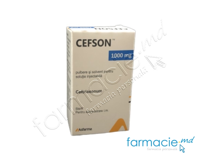 Cefson 1000 mg / 3,5 ml pulbere şi solvent pentru soluţie injectabilă