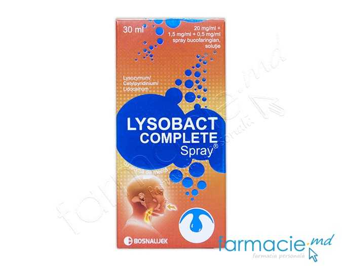 Lysobact Complete Spray 20 mg/ml + 1,5 mg/ml + 0,5 mg/ml / 30 ml spray bucofaringian