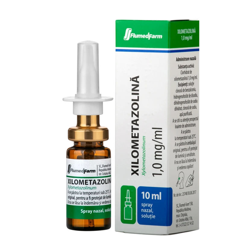 Xilometazolină 1,0 mg/ml / 10 ml spray nazal, soluţie
