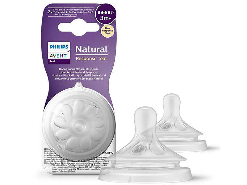 Philips Avent Natural Response Tetina din silicon +3luni 2 buc T4 SCY