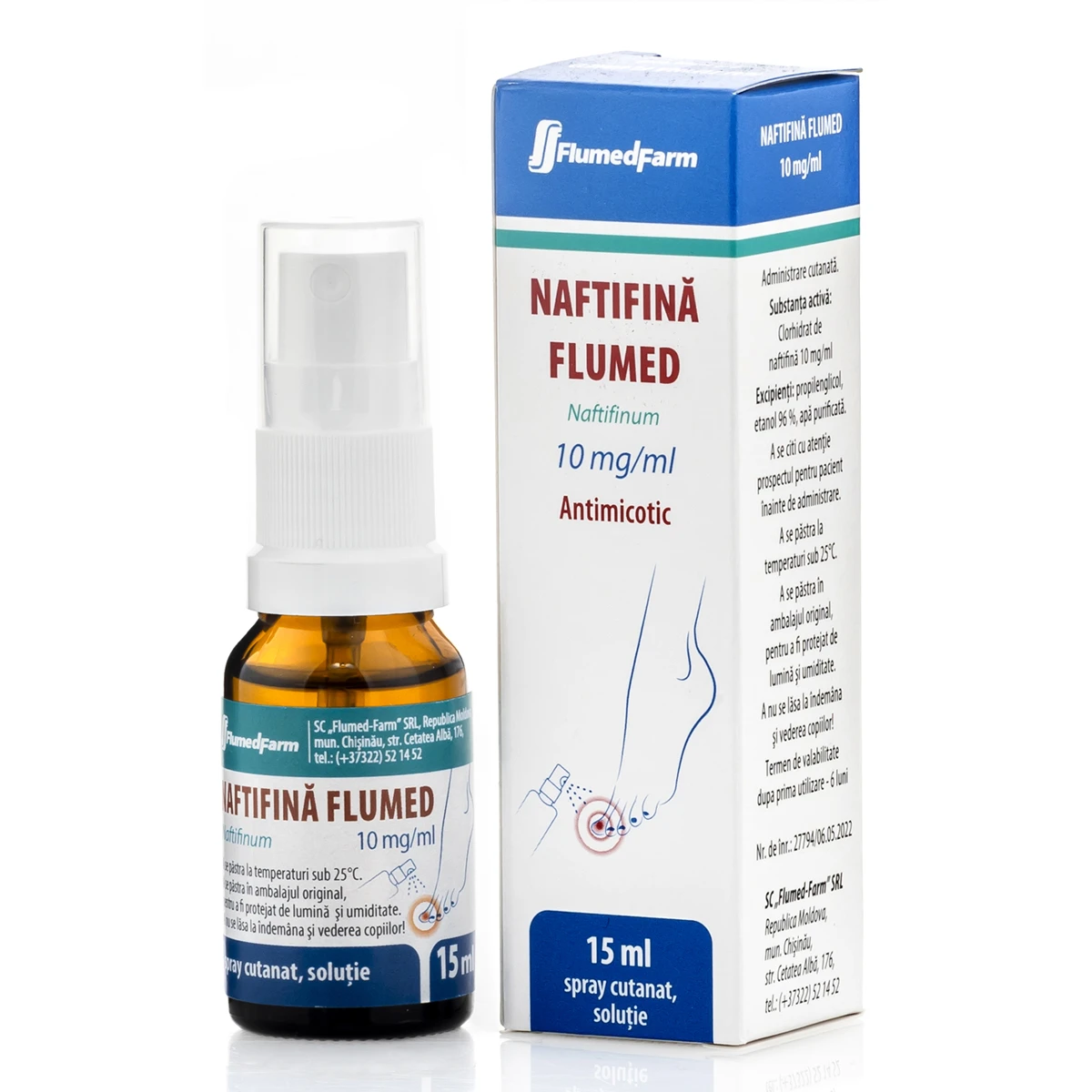 Naftifină Flumed 10 mg/ml / 15 ml spray cutanat, soluţie