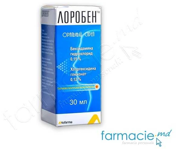 Loroben 1,2 mg/1,5 mg/ml / 30 ml spray bucofaringian