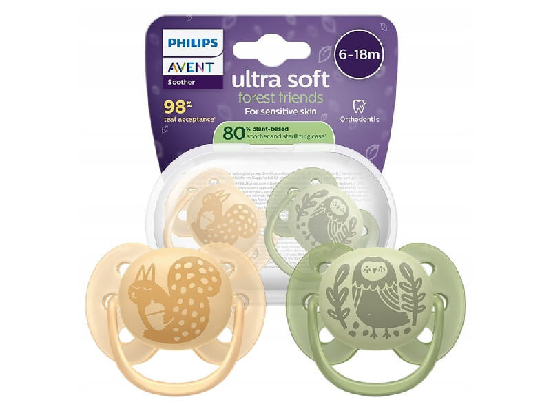 Philips Avent Ultra Soft Suzeta din silicon 6-18m veverita-bufnita2 b