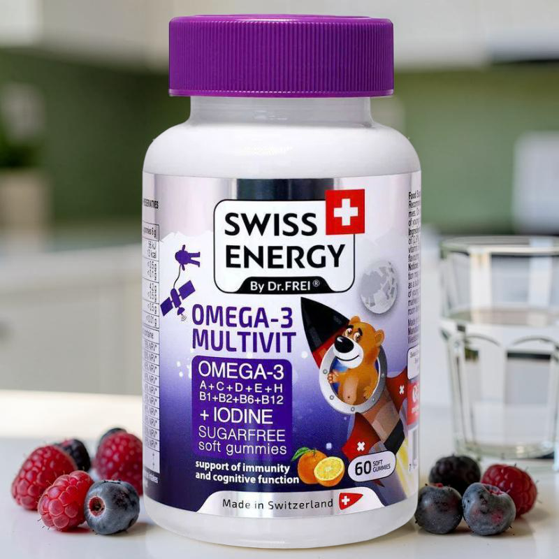 Jeleuri gumate Swiss Energy Omega-3 Multivit + Iodine, 60 buc.