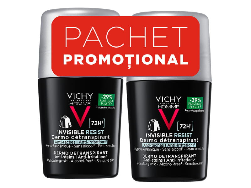 Vichy Deo Roll-On Homme Invisible 72h 1+1 la al doilea produs