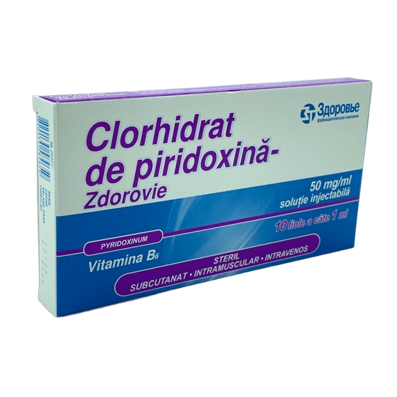 Clorhidrat de piridoxină-Zdorovie 50 mg/ml / 1 ml soluţie injectabilă
