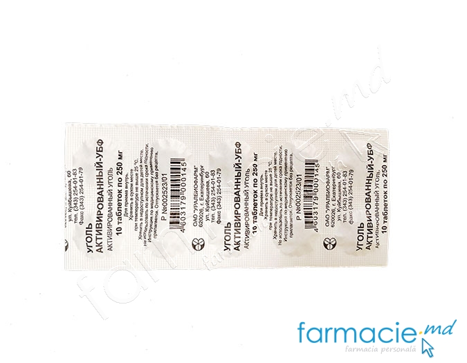 Cărbune activat 250 mg comprimate