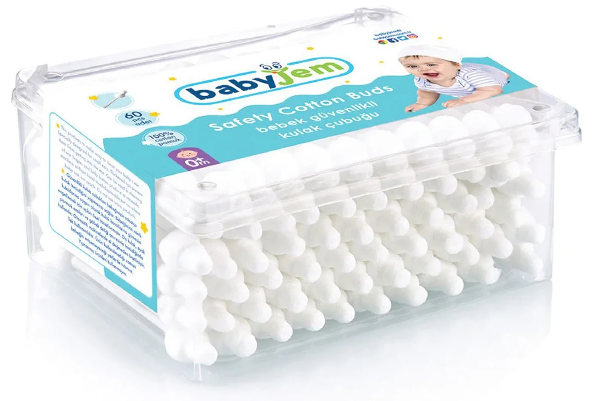 Betisoare pentru urechi cu protectie BabyJem, 60 buc.