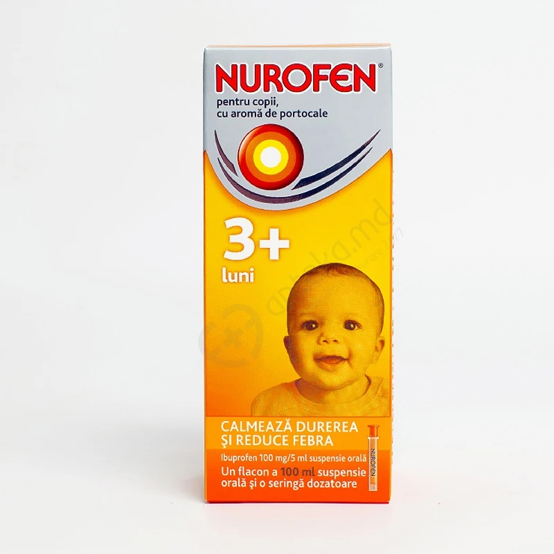 Nurofen pentru copii, cu aromă de portocale 100 mg/5 ml / 100 ml suspensie orală