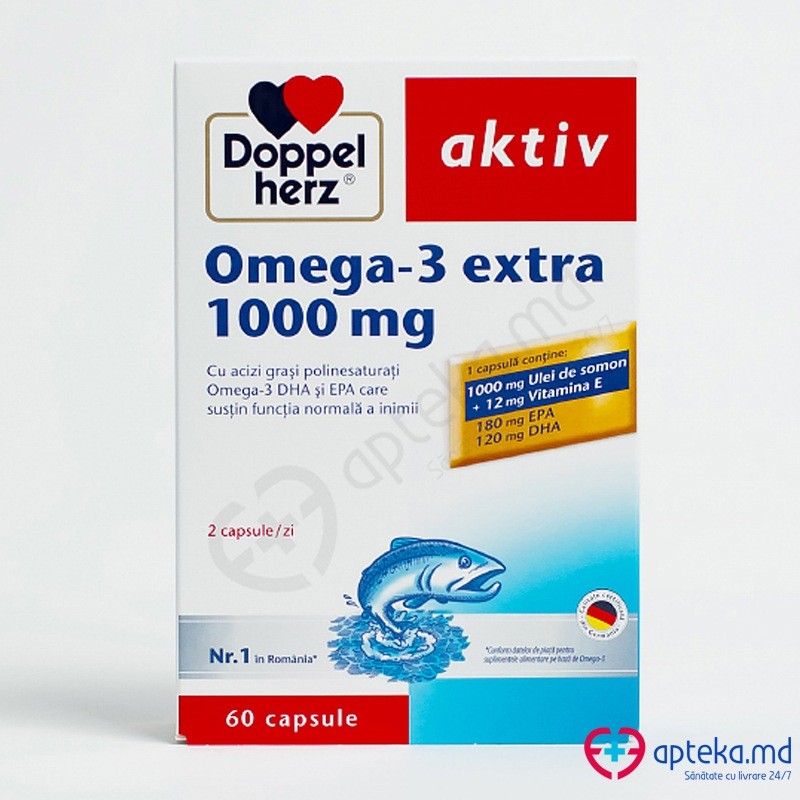 Supliment alimentar Doppelherz Aktiv Omega-3 Extra 1000 mg, 60 capsule