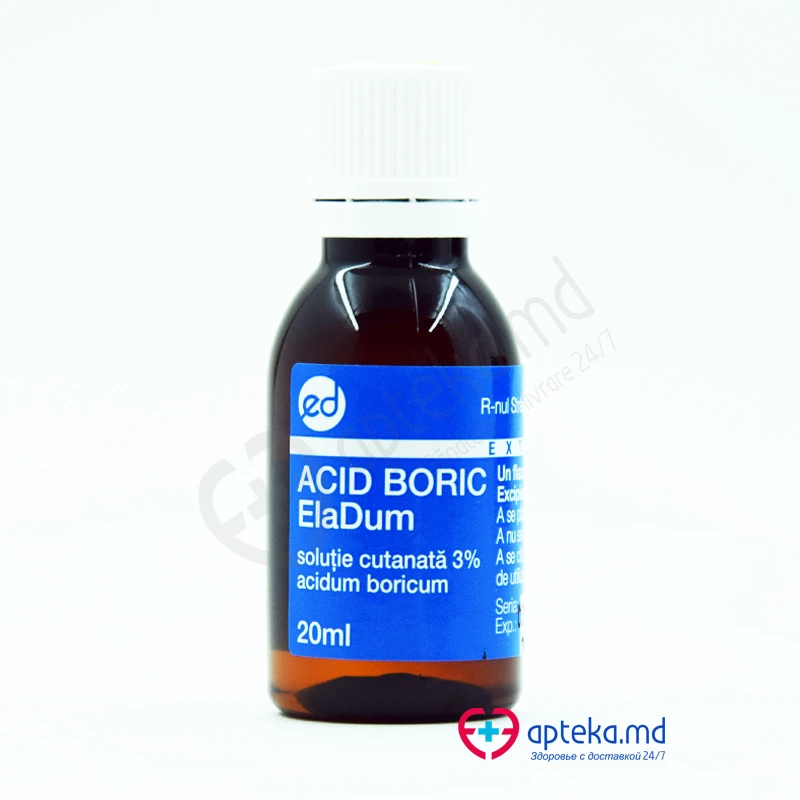 Acid boric soluție 3% 20 мл (борный спирт)