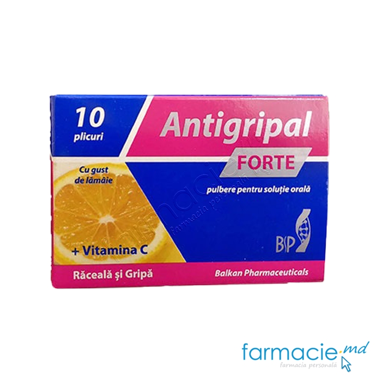 AntiGripal FORTE Cu gust de lămâie - pulbere pentru soluţie orală