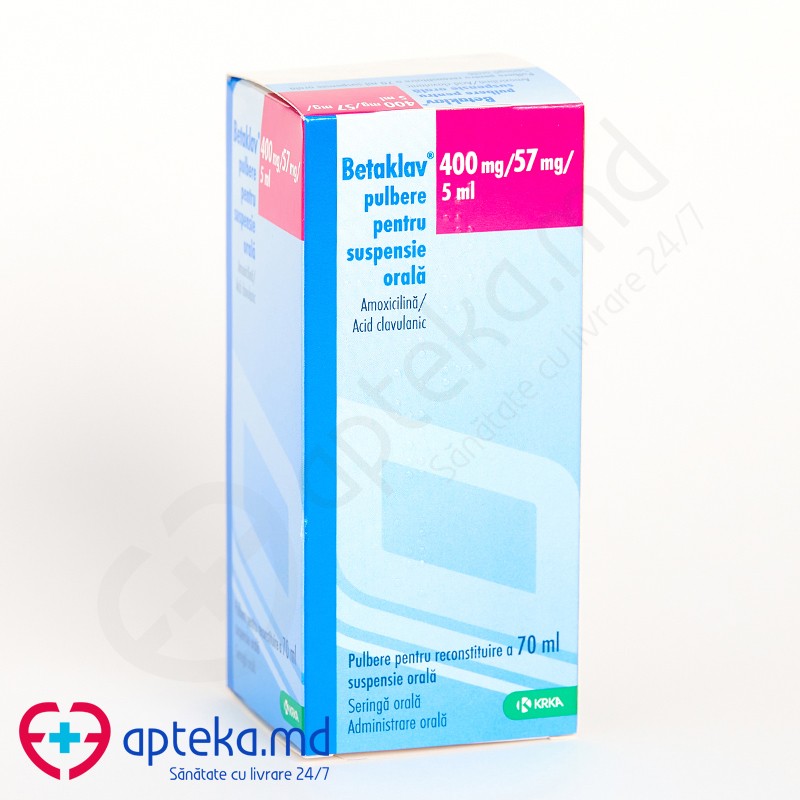 Betaklav 400 mg/57 mg/5 ml / 70 ml pulbere pentru suspensie orală