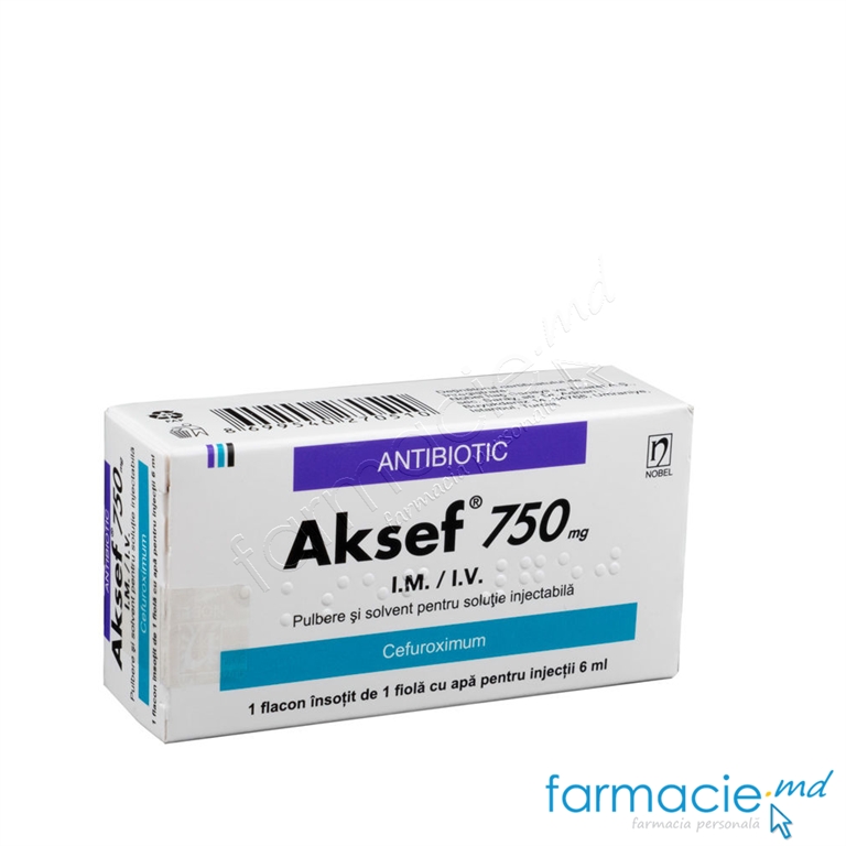 Aksef 750 mg / 6 ml pulbere şi solvent pentru soluţie injectabilă