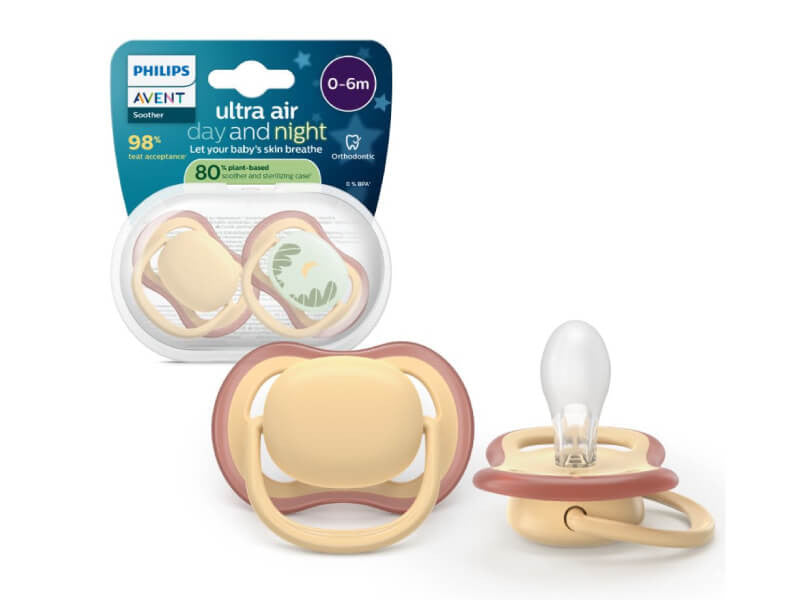 Philips Avent Ultra Air Day Night Suzete din silicon 0-6m 2 buc galbe