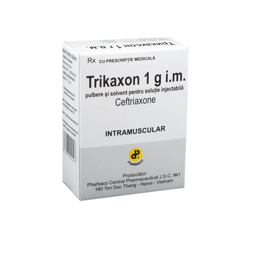 Trikaxon 1g IM 1000 mg / 3,5 ml pulbere şi solvent pentru soluţie injectabilă