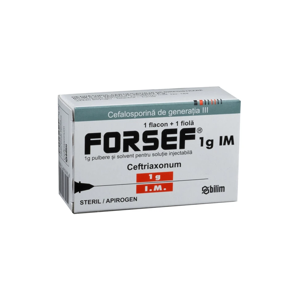 Forsef 1 g IV 1 g / 10 ml pulbere şi solvent pentru soluţie injectabilă/perfuzabilă