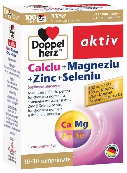 Doppelherz Calciu+Magneziu+Zinc+Seleniu, 30 comprimate