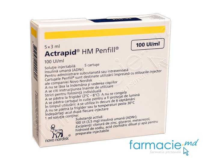 Actrapid HM Penfill 100 UI/ml / 3 ml soluţie injectabilă în cartuş