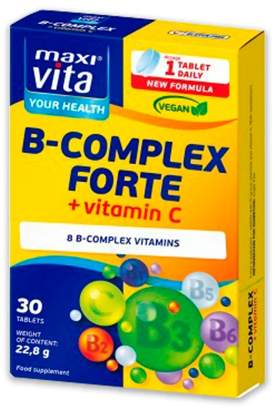 MaxiVita Vit. B Complex 120 mg + Vit.A+Vit.C N30