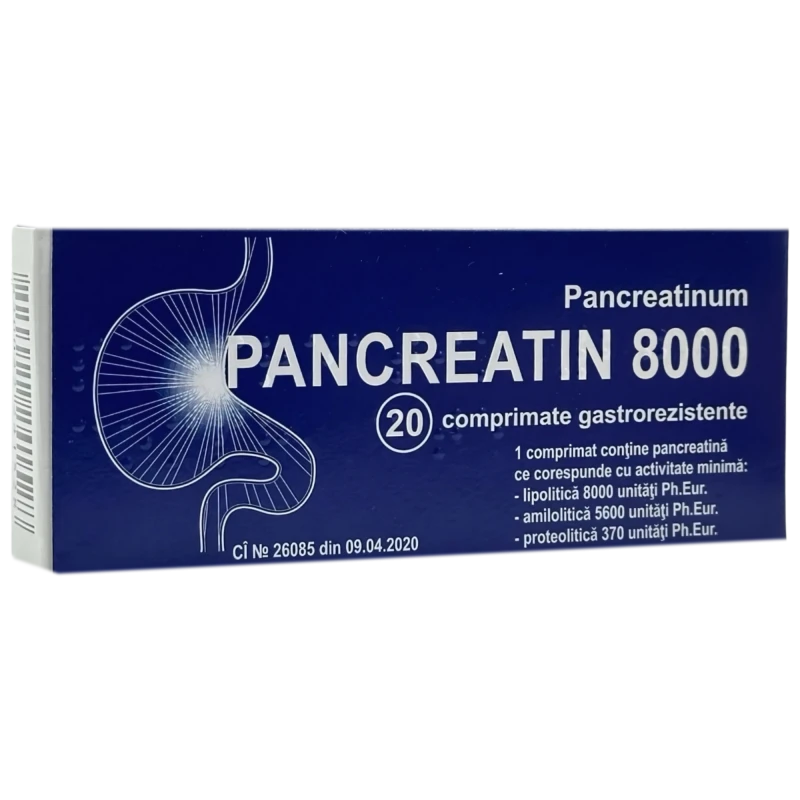 Pancreatin 8000 8000 UI/5600 UI/370 UI comprimate gastrorezistente