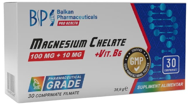 Magnesium Chelate + Vit. B6 (100 mg + 10 mg) comprimate N30 (Balkan)