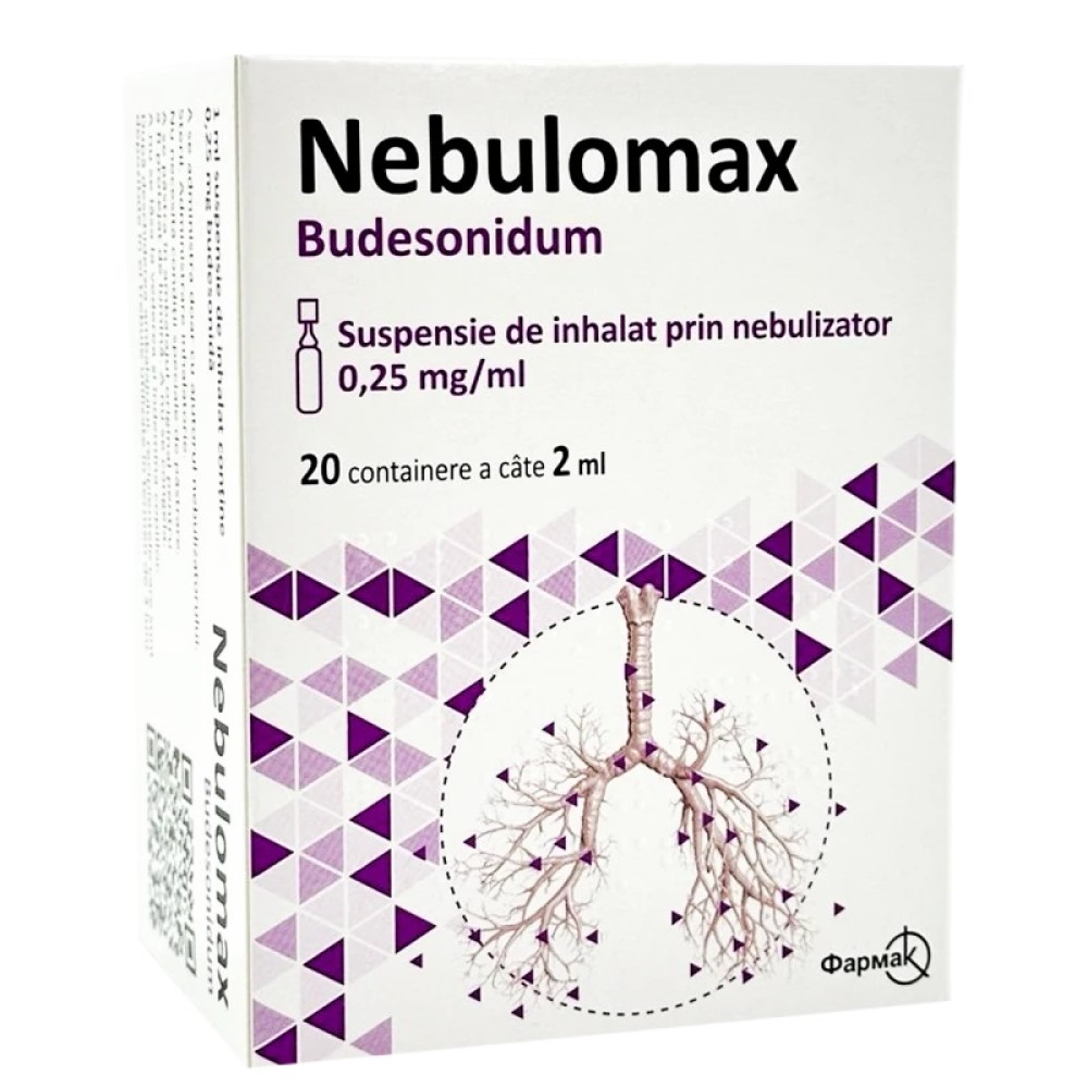Nebulomax 0,25 mg/ml / 2 ml suspensie de inhalat prin nebulizator