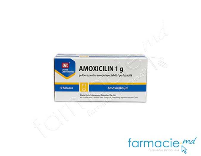 Amoxicilin 1 g pulbere pentru soluţie injectabilă/perfuzabilă
