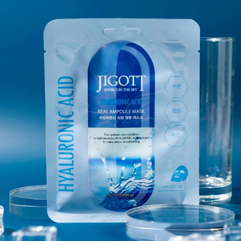 Jigott Mască cu acid hialuronic pentru față Jigott Hialuronic Acid Real Ampoule Mask 27 ml