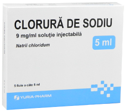 Clorură de sodiu 9 mg/ml / 5 ml soluţie injectabilă