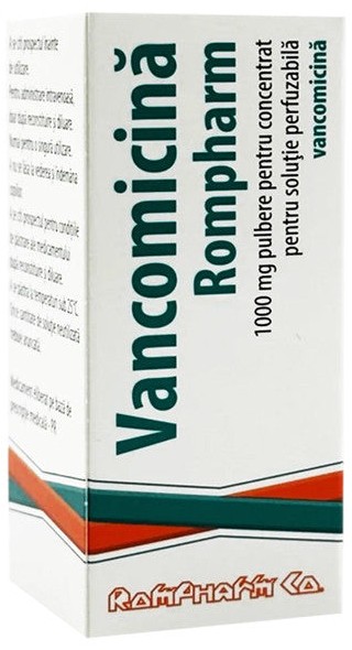 Vancomicină Rompharm 1000 mg pulbere pentru concentrat pentru soluţie perfuzabilă