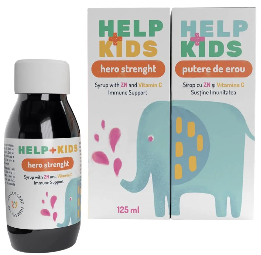 Sirop Help Kids Zinc+C Imunitate (6 luni+) cu gust de portocala Human Care, 125 ml