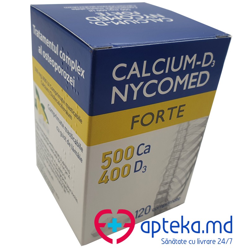 Calcium-D3 Nycomed Forte 500 mg/400 UI comprimate masticabile