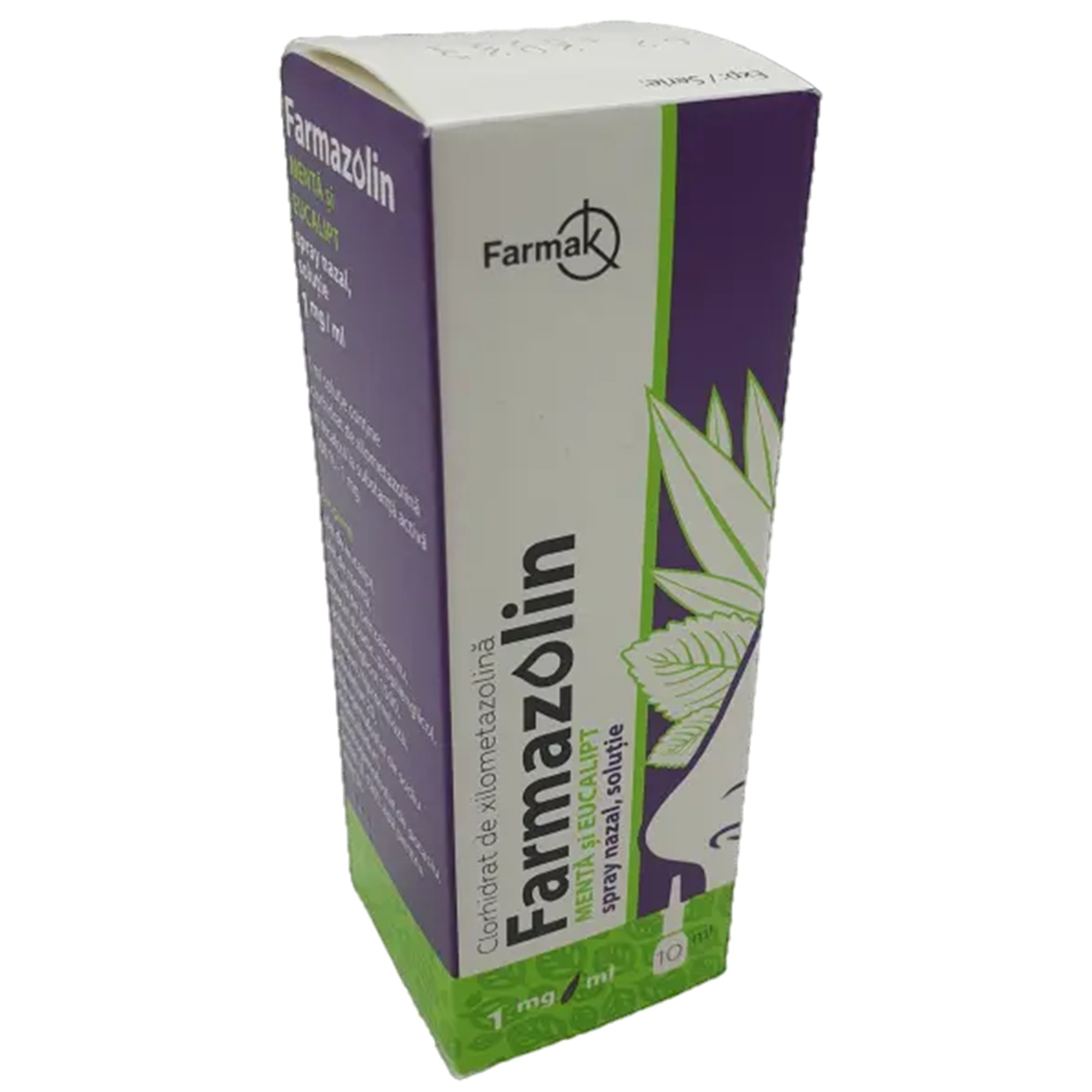 Farmazolin MENTĂ și EUCALIPT 1 mg/ml / 10 ml spray nazal, soluţie