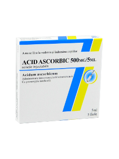 Acid ascorbic 100 mg/ml 100 mg/ml / 5 ml soluţie injectabilă