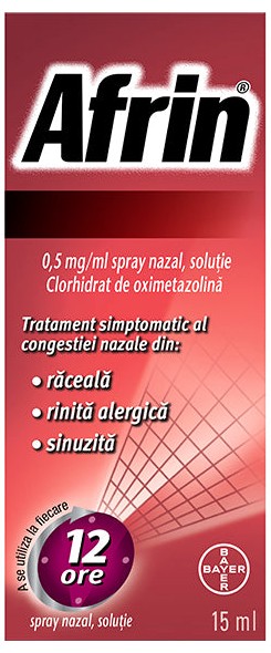 Afrin 0,5 mg/ml / 15 ml spray nazal, soluţie