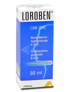 Loroben 1,2 mg/1,5 mg/ml / 30 ml spray bucofaringian