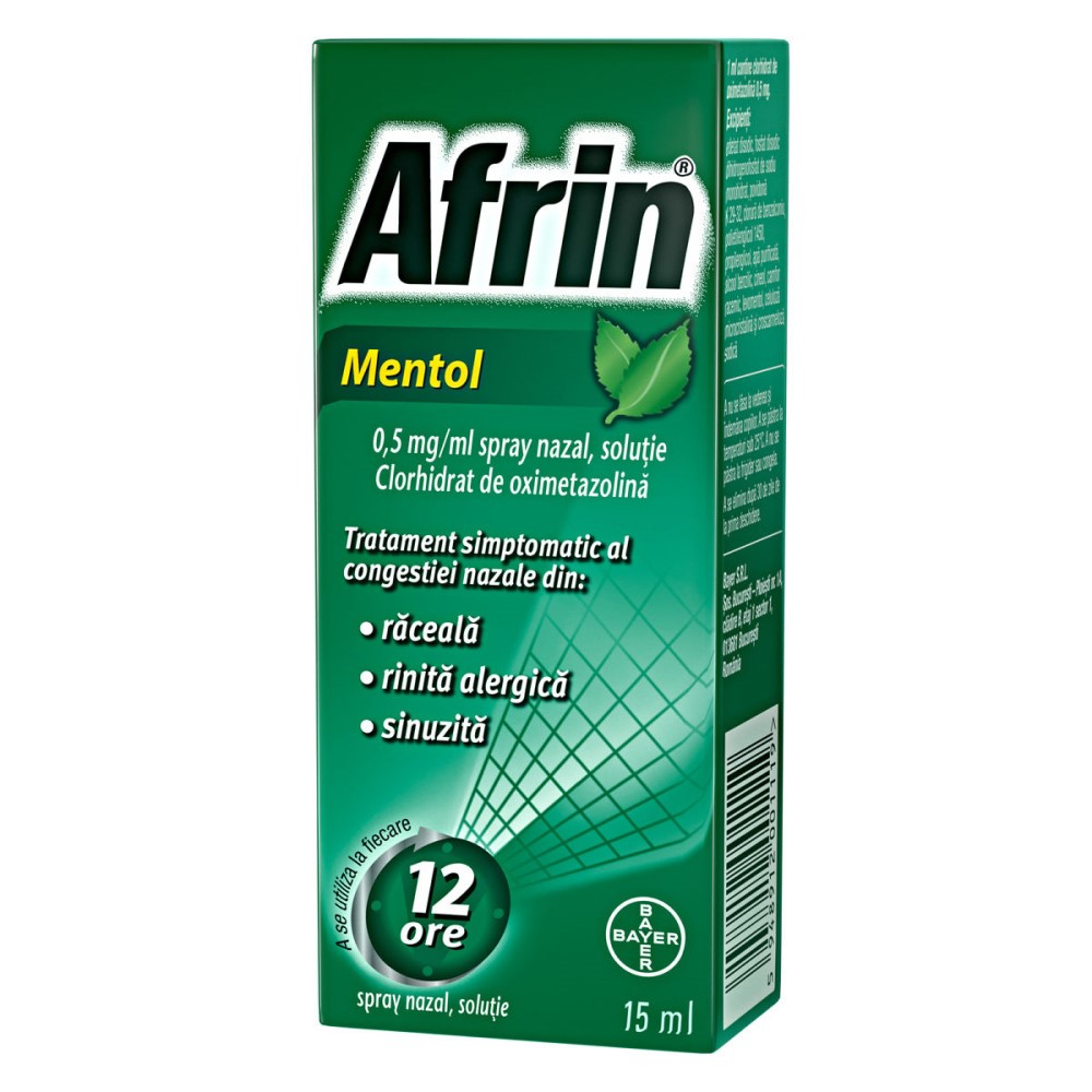 Afrin Mentol 0,5 mg/ml / 15 ml spray nazal, soluţie