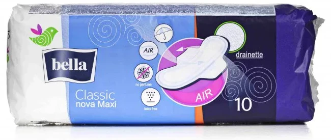 Absorbante Bella Classic Nova Maxi Air cu aripioare, 10 buc.