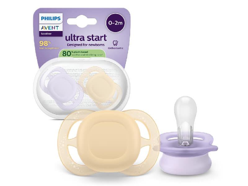 Philips Avent Ultra Start Suzete din silicon 0-2m 2 buc mov-portocali