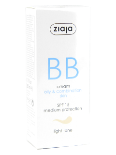 Ziaja BB cremă SPF15 piele grasă/combinată ton deschis 50 ml
