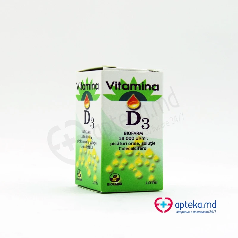 Vitamina D3 Biofarm 18000 UI/ml 0,45 mg/ml / 10 ml picături orale, soluţie