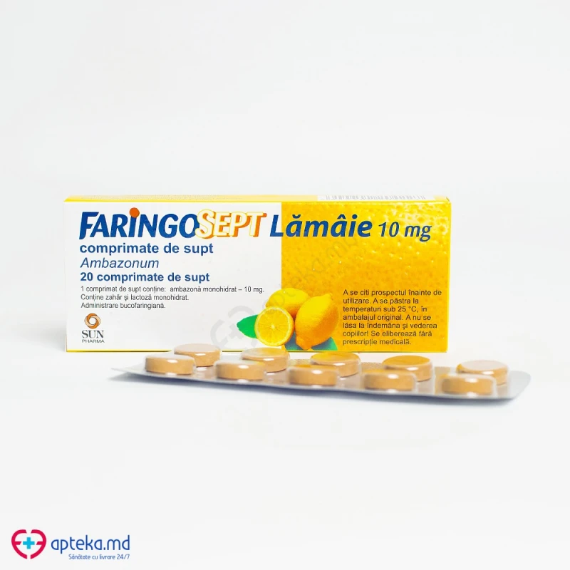 Faringosept Lămâie 10 mg comprimate de supt