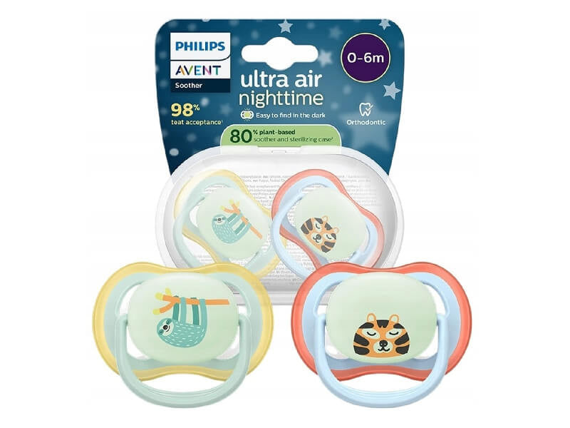 Philips Avent Ultra Air Nighttime Suzete din silicon 0-6m 2 buc lenes