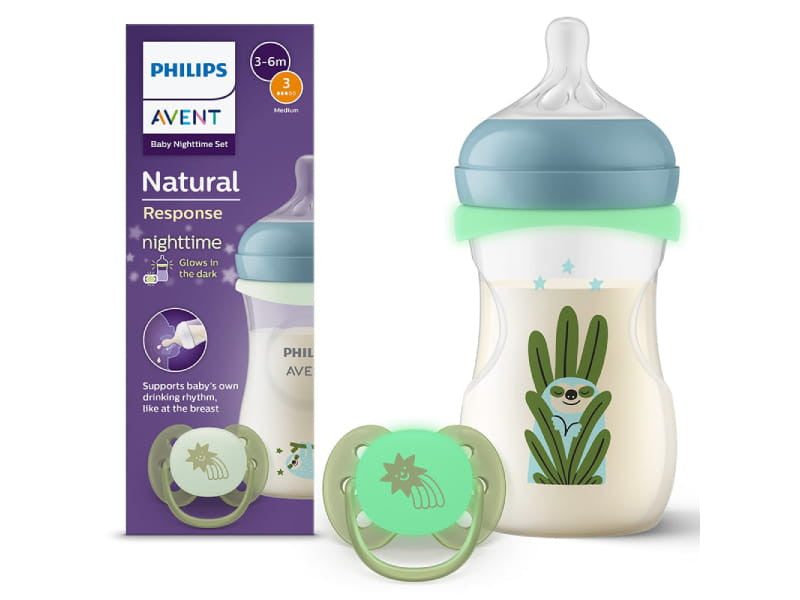 Philips Avent Natural Response Nighttime Biberon 260ml albastru-verde 260 ml