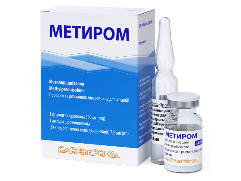 Metilprednisolon Rompharm 500 mg / 7,8 ml pulbere şi solvent pentru soluţie injectabilă