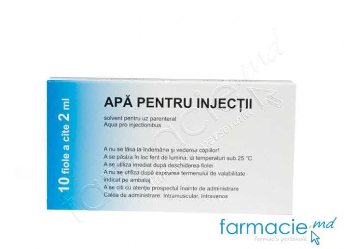 Apă pentru injecții 2 ml solvent pentru uz parenteral