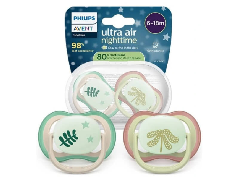 Philips Avent Ultra Air Nighttime Suzete din silicon 6-18m 2 buc plan